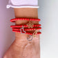 Bracciali in pasta di corallo indossati insieme