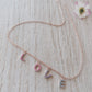 Collana in argento placcato oro rosa e quattro ciondoli colorati LOVE